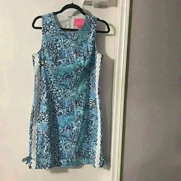 Lilly Pulitzer NWOT Mila Stretch Shift Dress Light Aqua Spritz Size 6 - Picture 6 of 13